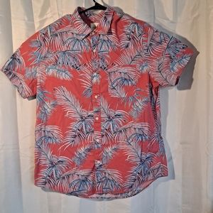 American Eagle Hawaiian Short Sleeve Button up men's shirt size XL Red & Blue